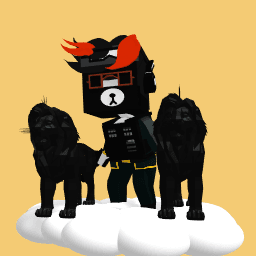 The dimaner with guard dogs