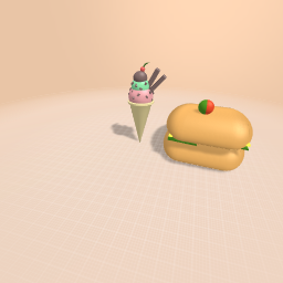 Ice cream with a sandwhich