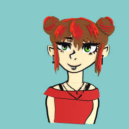 me dressed fancy with red highlights