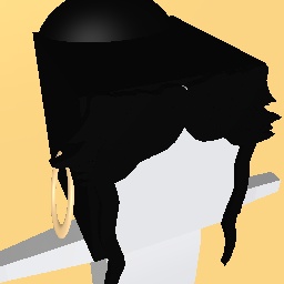 Black hair in bun with golden hoops