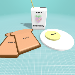 eggs and tost an strawberry ._.