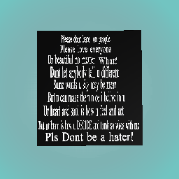 Dont be a hater