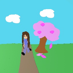 Girl walking on the path at the park DRAWN