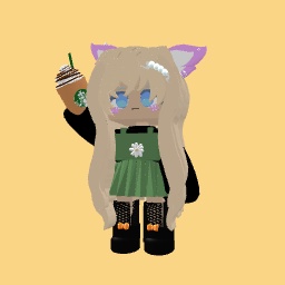 Cute cat girl with Starbucks