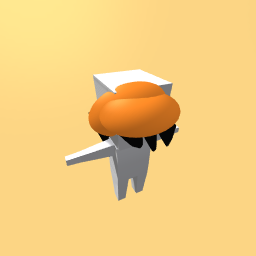 Orange beanie with black hair