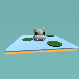 Little hippo swiming in a pond