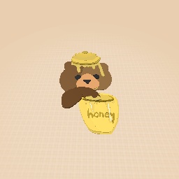 Teddy bear eating honey