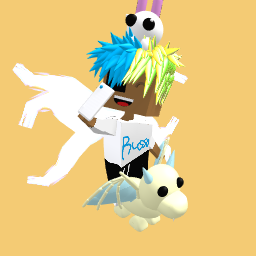 Me in Roblox with the adopt me bunny with Russo’s shirt and with the anamated wings