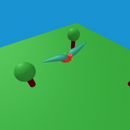 King Parrot wearing a crown flying over some trees