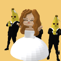 Model with banana bodyguards