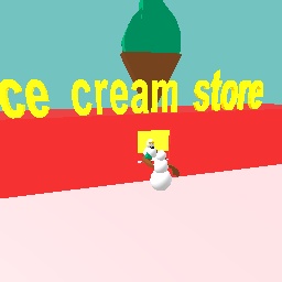 Snowmam eating ice cream