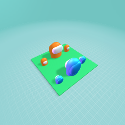 The blue among us team vs the orange among us team