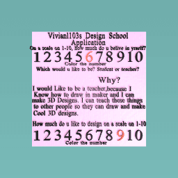 Vivianl103's Design School Application