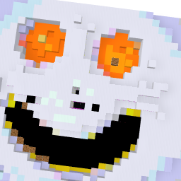 Orange eyes and banana mouth