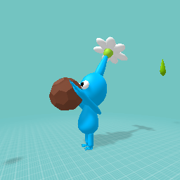 Blue pikmin eating a chicken nugget