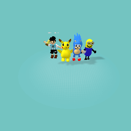 Messi , pikachu , minion and sonic