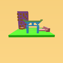 park with a house and a bench