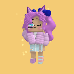 lovely cat girl with doll