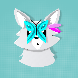 Arctic Fox with butterfly on nose