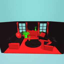 cool red and black living room