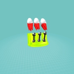 Morter with rockets and levers.