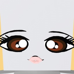 brown eyes with pink lips