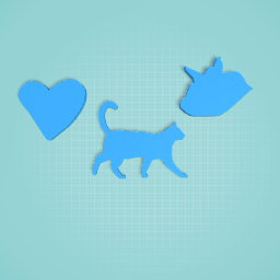 cat head and cat and heart