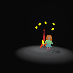 An paris night eating ice cream
