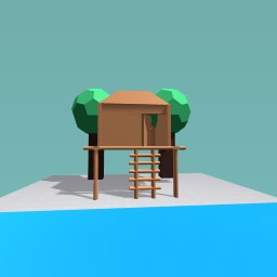 Tree house surrounded by water