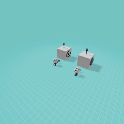 Microphones and speakers with antennas sticking out of them.