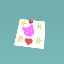 pink cats with hearts and stars