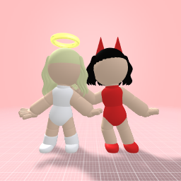 Angel and devil fighting