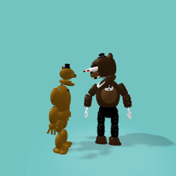 Freddy fazbear meets his very first model counterpart