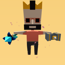 Red shirt and black pants