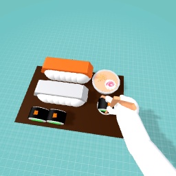 Eating sushi