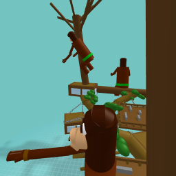 Monkeys sitting on the tree