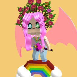 Cute Pink Rainbow Girl Flower Wings Angel