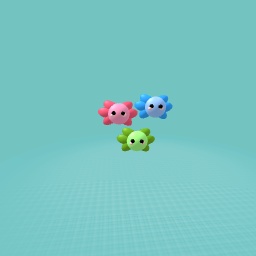 3 cute axolotls