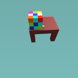 The rubix cube is on the table