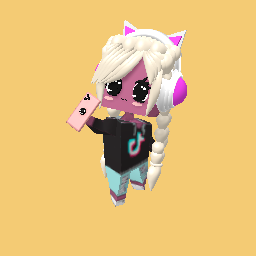 Cute tik tok girl with phone and headphones