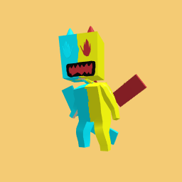 cyan and yellow monster