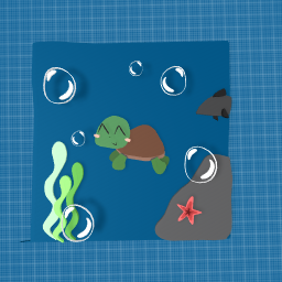 cute turtle swimming