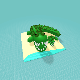 A crocodile with its mother