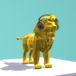 Lion listening to music