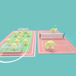 Peoples playing football and tennies