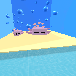 A cute mommy axolotl with her baby <3 so cute!