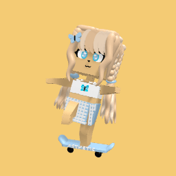 Cute asthetic girl with butterfly shirt tube top and plat skirt!