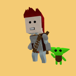 mandalorian with grogu  without helmet 