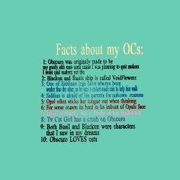 Facts about my OCs