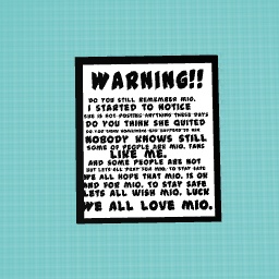 Warning!!! Warning!!! Warning!!!
